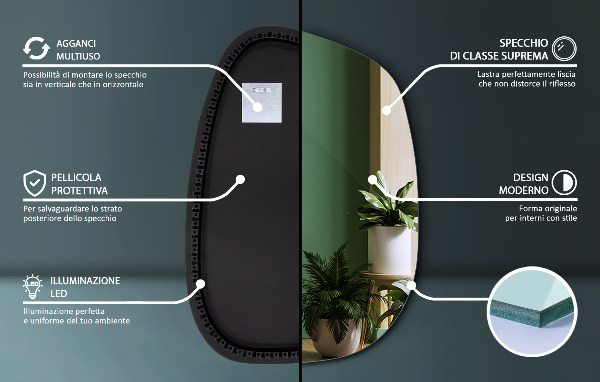 Espejo organico con luz led 91x66 cm