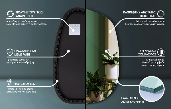 Espejo organico con luz led 91x66 cm