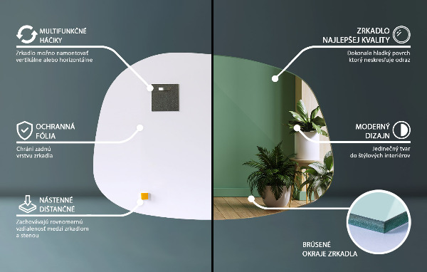 Espejo irregular en forma de mancha 68x47 cm