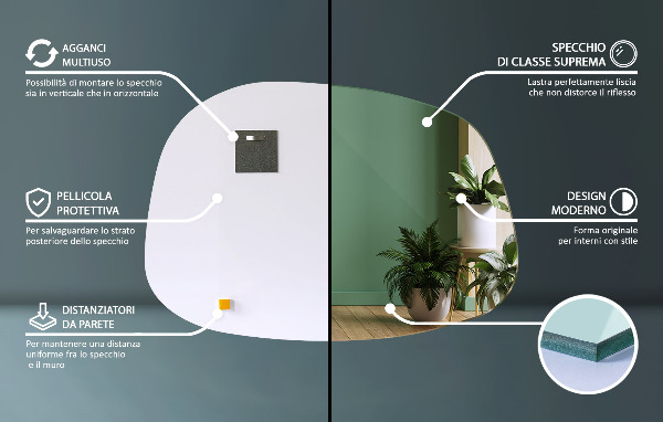 Espejo irregular en forma de mancha 68x47 cm