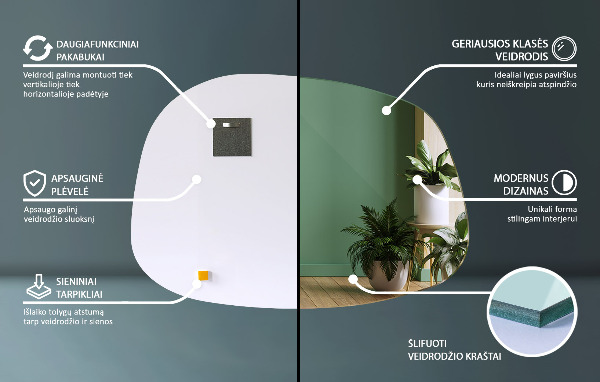 Espejo irregular en forma de mancha 91x66 cm