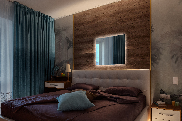 Espejo decorativo rectangular con LED 50x50 cm