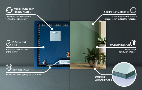 Rectangular espejo LED 70x50 cm