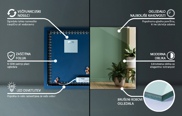 Espejo rectangular con LED 80x60 cm