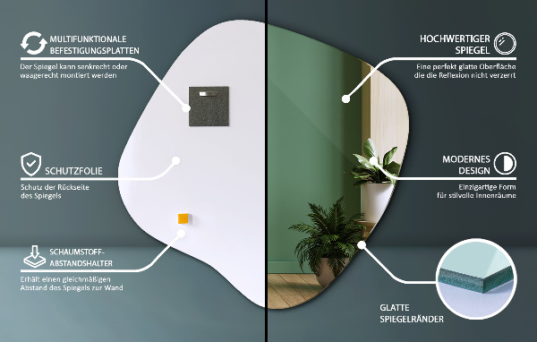 Espejo irregular en forma de mancha original 77x77 cm