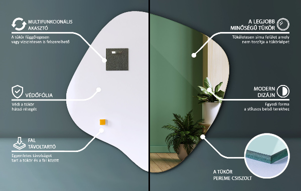 Espejo irregular en forma de mancha original 77x77 cm