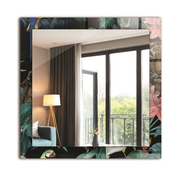 Loros con un tigre en la selva