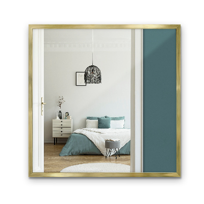 Espejo de pared cuadrado con marco dorado de 50x50 cm