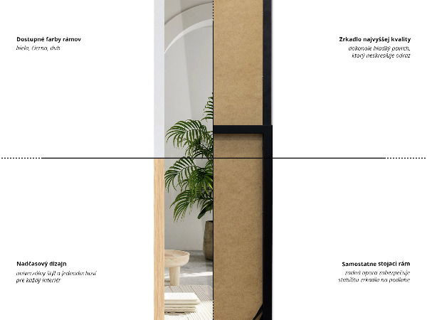 Espejo de pie blanco 36x156 cm