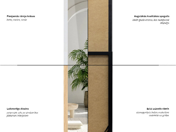 Espejo de pie blanco 36x156 cm