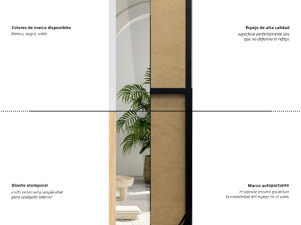 Espejo de pie negro 36x156 cm