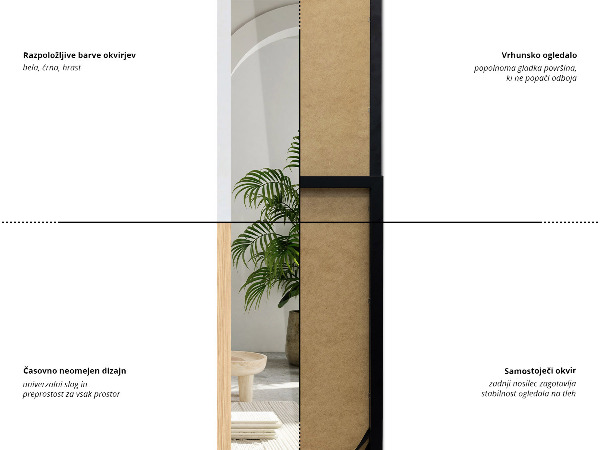 Espejo de pie negro 36x156 cm