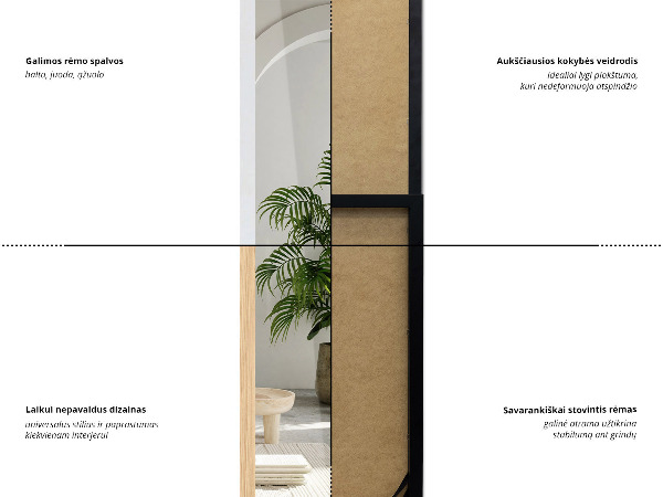 Espejo de pie negro 36x156 cm