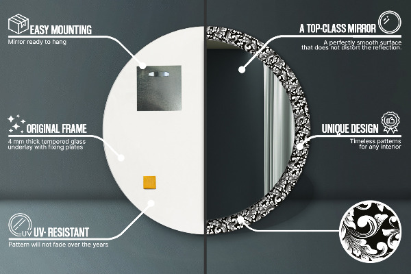 Espejo redondo con decoración Ornamento