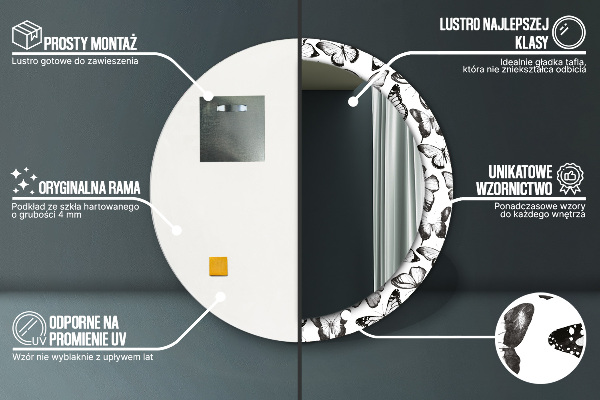 Espejo redondo con decoración Mariposa