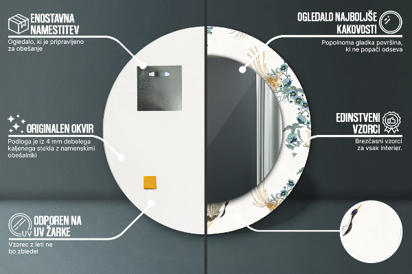 Espejo redondo con decoración Chinos