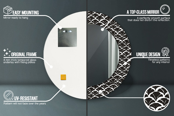 Espejo redondo impreso decorativo redondo Escamas orientales