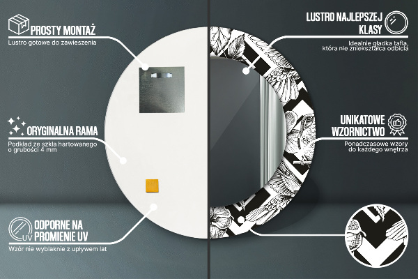 Espejo redondo impreso decorativo redondo Colibríes