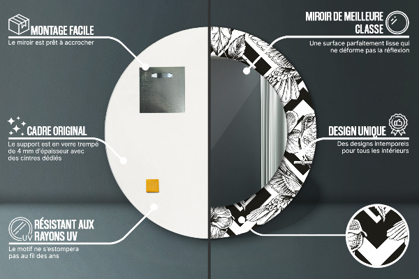 Espejo redondo impreso decorativo redondo Colibríes