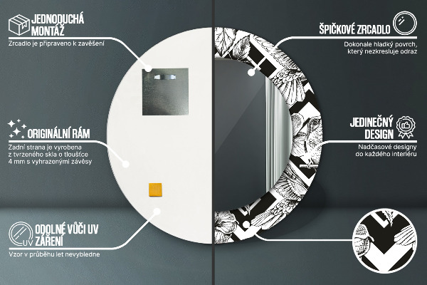 Espejo redondo impreso decorativo redondo Colibríes