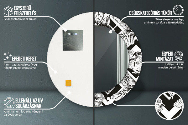 Espejo redondo impreso decorativo redondo Colibríes