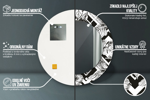 Espejo redondo impreso decorativo redondo Colibríes