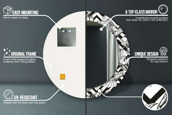 Espejo redondo impreso decorativo redondo Colibríes