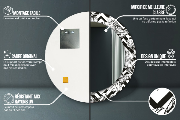 Espejo redondo impreso decorativo redondo Colibríes