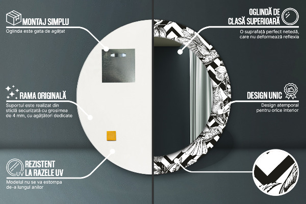 Espejo redondo impreso decorativo redondo Colibríes