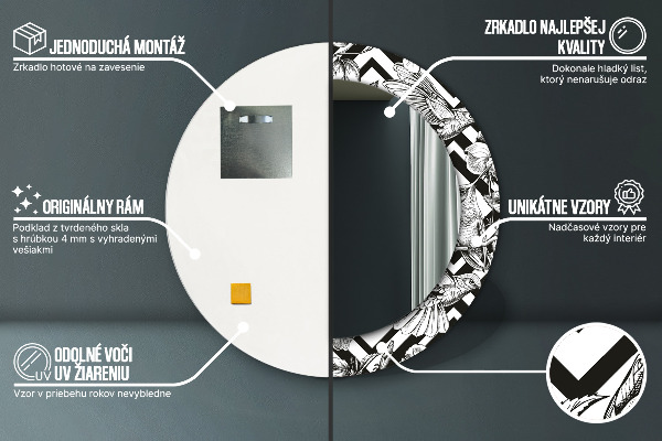 Espejo redondo impreso decorativo redondo Colibríes