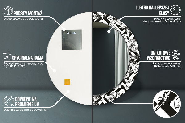 Espejo redondo impreso decorativo redondo Colibríes