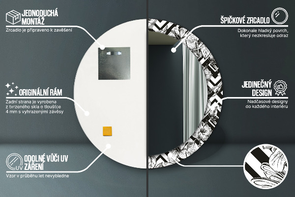 Espejo redondo impreso decorativo redondo Colibríes