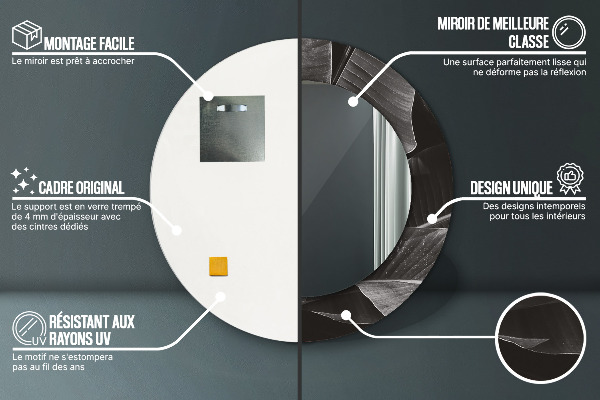 Espejo redondo impreso decorativo redondo Palmeras tropicales