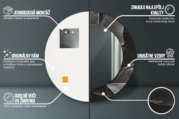 Espejo redondo impreso decorativo redondo Palmeras tropicales