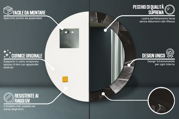 Espejo redondo impreso decorativo redondo Palmeras tropicales