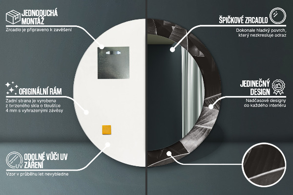 Espejo redondo impreso decorativo redondo Palmeras tropicales