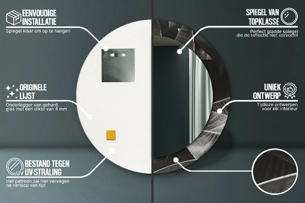 Espejo redondo impreso decorativo redondo Palmeras tropicales