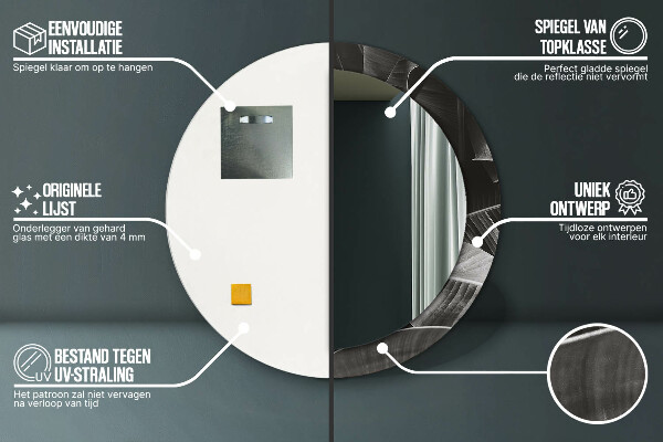 Espejo redondo impreso decorativo redondo Palmeras tropicales