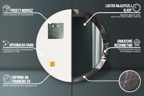 Espejo redondo impreso decorativo redondo Palmeras tropicales