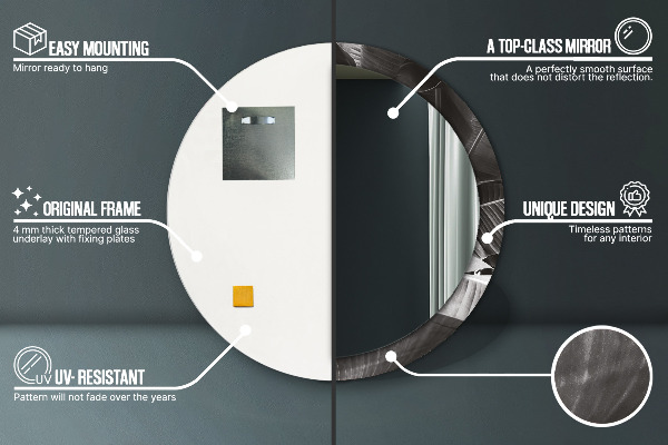 Espejo redondo impreso decorativo redondo Palmeras tropicales