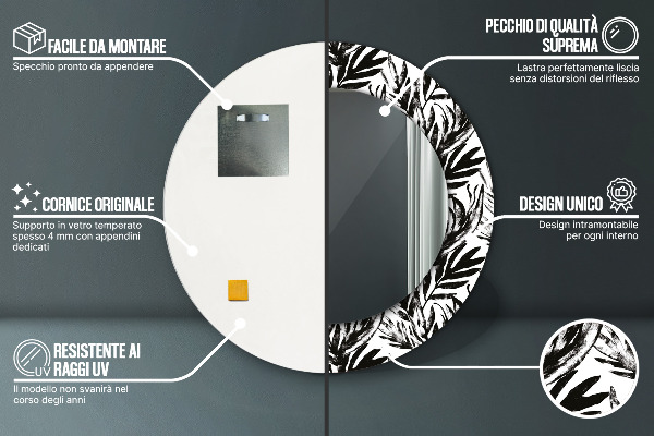 Espejo redondo marco estampado Monstruo