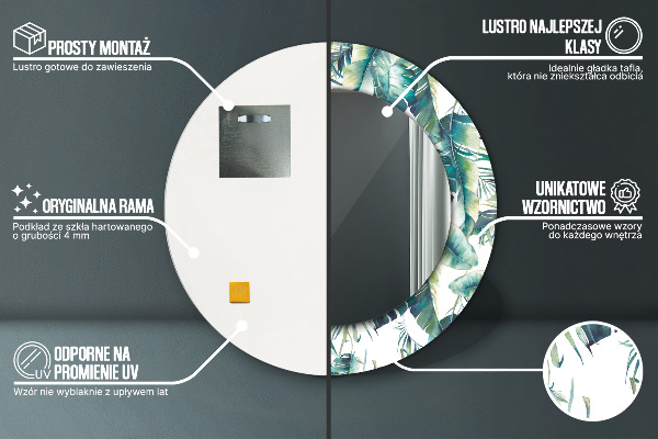 Espejo redondo marco estampado Hojas