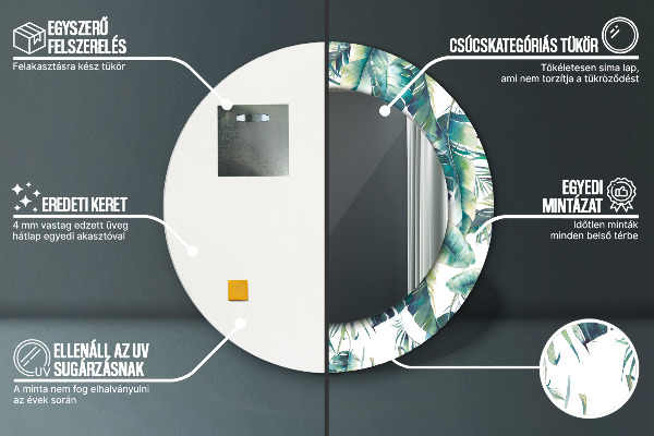 Espejo redondo marco estampado Hojas