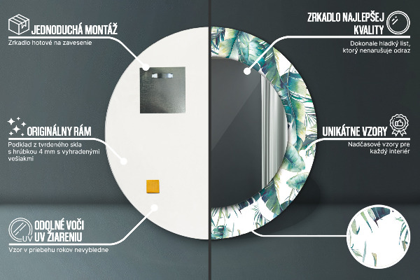 Espejo redondo marco estampado Hojas