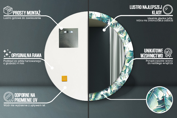 Espejo redondo marco estampado Hojas