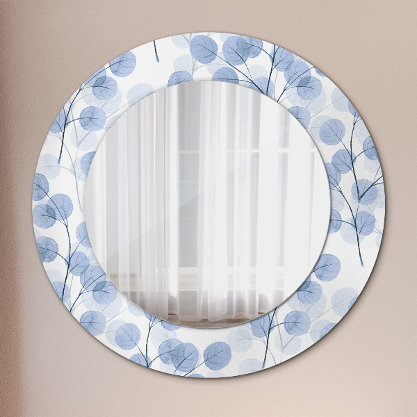 Espejo redondo marco con estampado decorativo Hojas de ramas