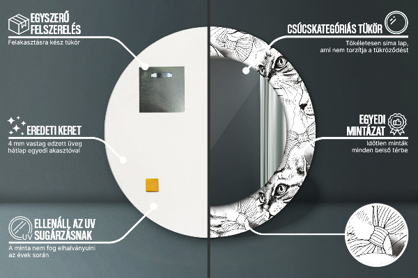 Espejo redondo con decoración Gatos domésticos