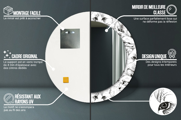 Espejo redondo con decoración Gatos domésticos