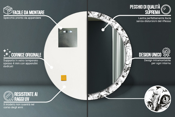 Espejo redondo con decoración Gatos domésticos