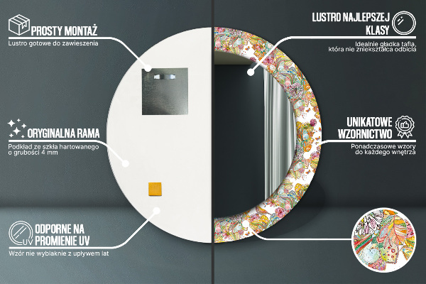 Espejo redondo con decoración Un sueño de una tierra de cuento de hadas